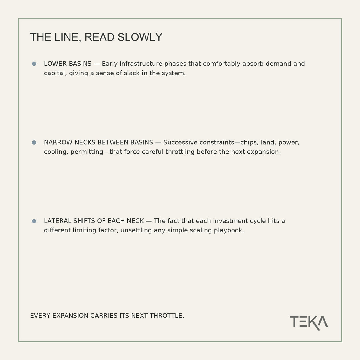 TEKA B4A8 — EVERY EXPANSION CARRIES ITS NEXT THROTTLE.