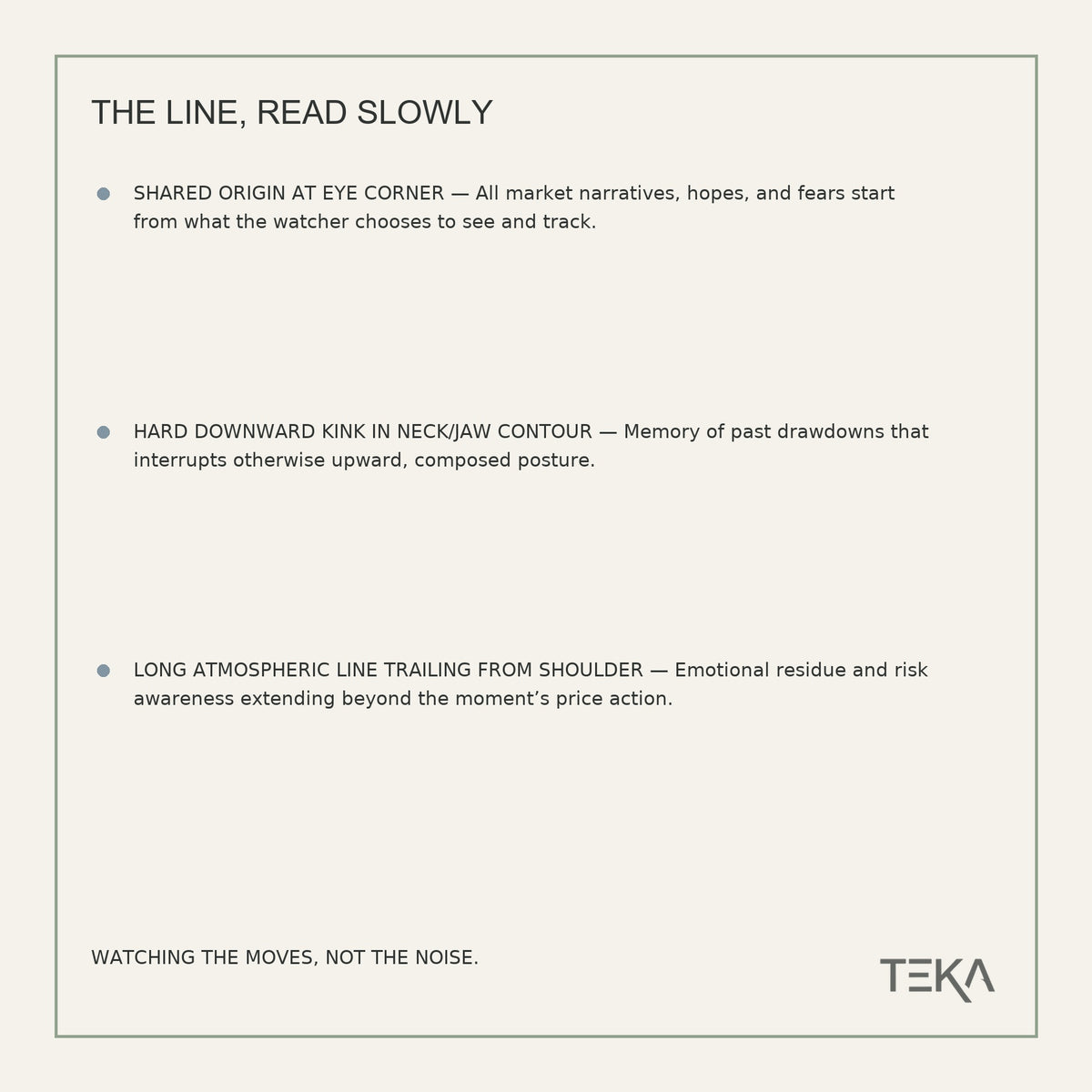 TEKA F0BC — WATCHING THE MOVES, NOT THE NOISE.
