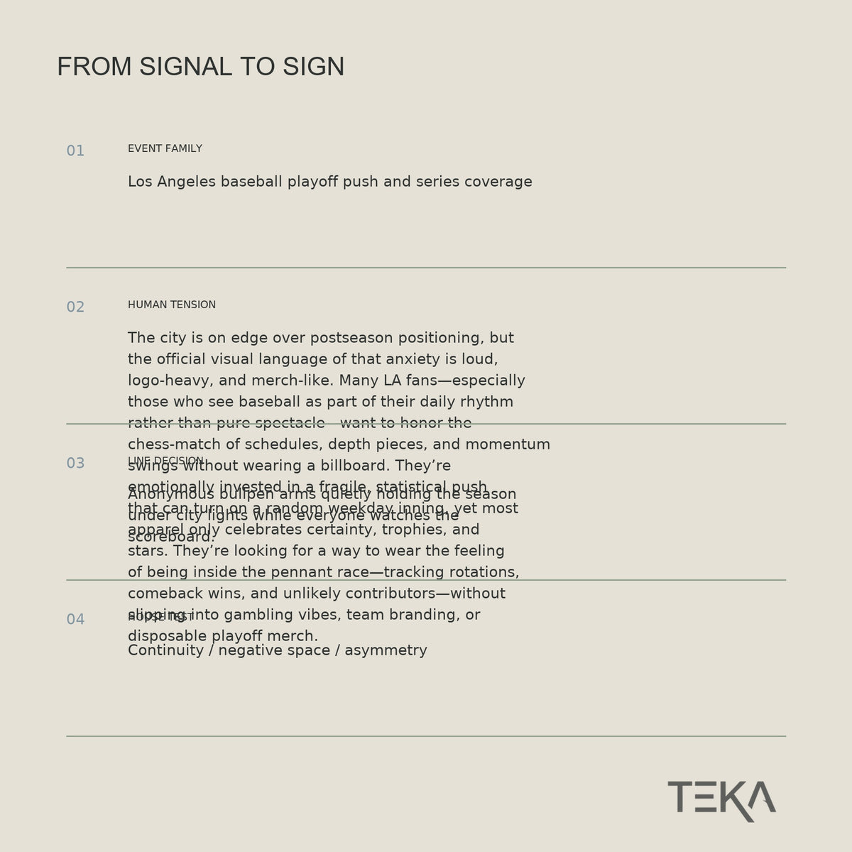 TEKA 3091 — QUIET ARMS, HOLDING THE LINE.