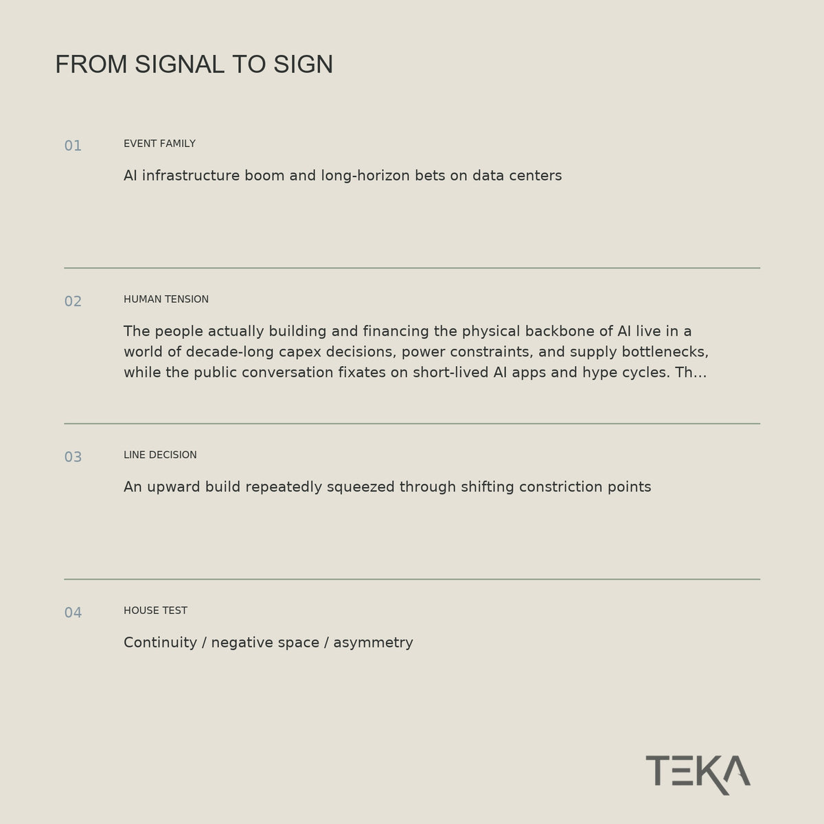 TEKA B4A8 — EVERY EXPANSION CARRIES ITS NEXT THROTTLE.